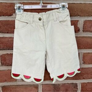 Cream Shorts with Watermelon Trim